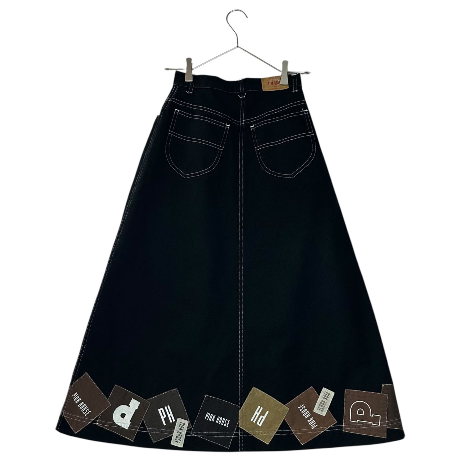 ◎タグ付きピンクハウス　PINKHOUSE ロングスカート　デニム　パッチワーク PINK HOUSE(ピンクハウス) 00's Logo Patchwork Long Denim Skirt ロゴ
