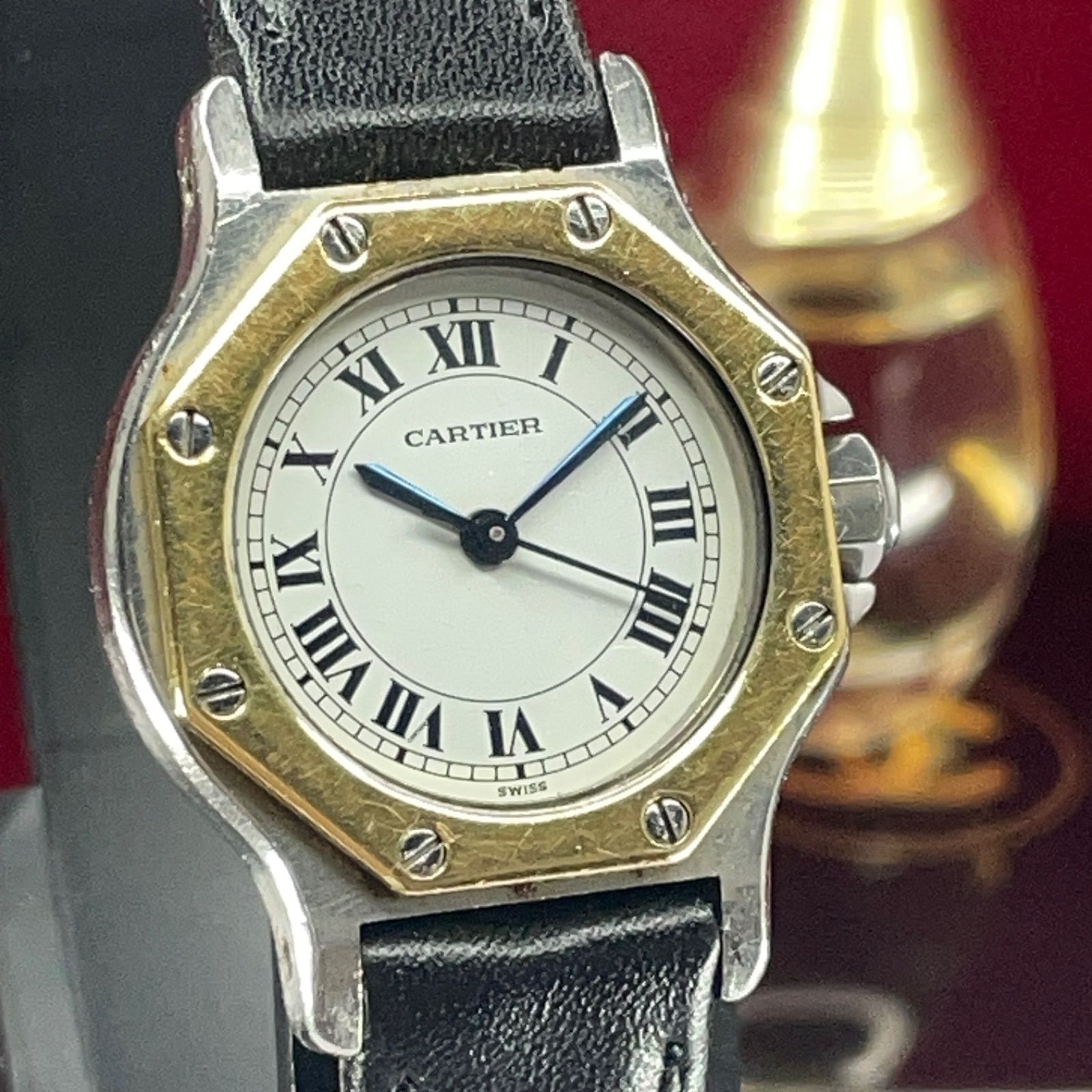 18KYGコンビ 80s カルティエ サントス オクタゴン 自動巻 腕時計 18KYGコンビ 80s カルティエ サントス オクタゴン 自動巻 腕時計