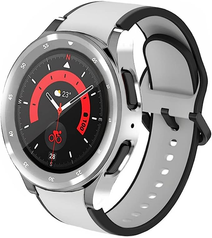 ブラック+シルバー SHEAWA Galaxy Watch5 Pro 45mm用ケース カバー 2個