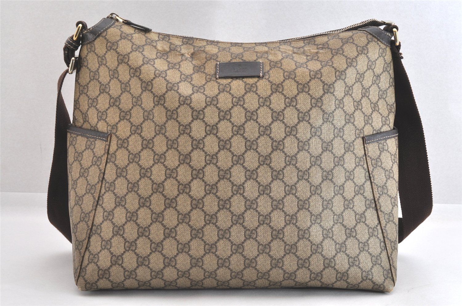 GUCCI グッチ ヴィンテージ ショルダークロスバッグ GGピーブイシー レザー 201767 ブラウン 2801N