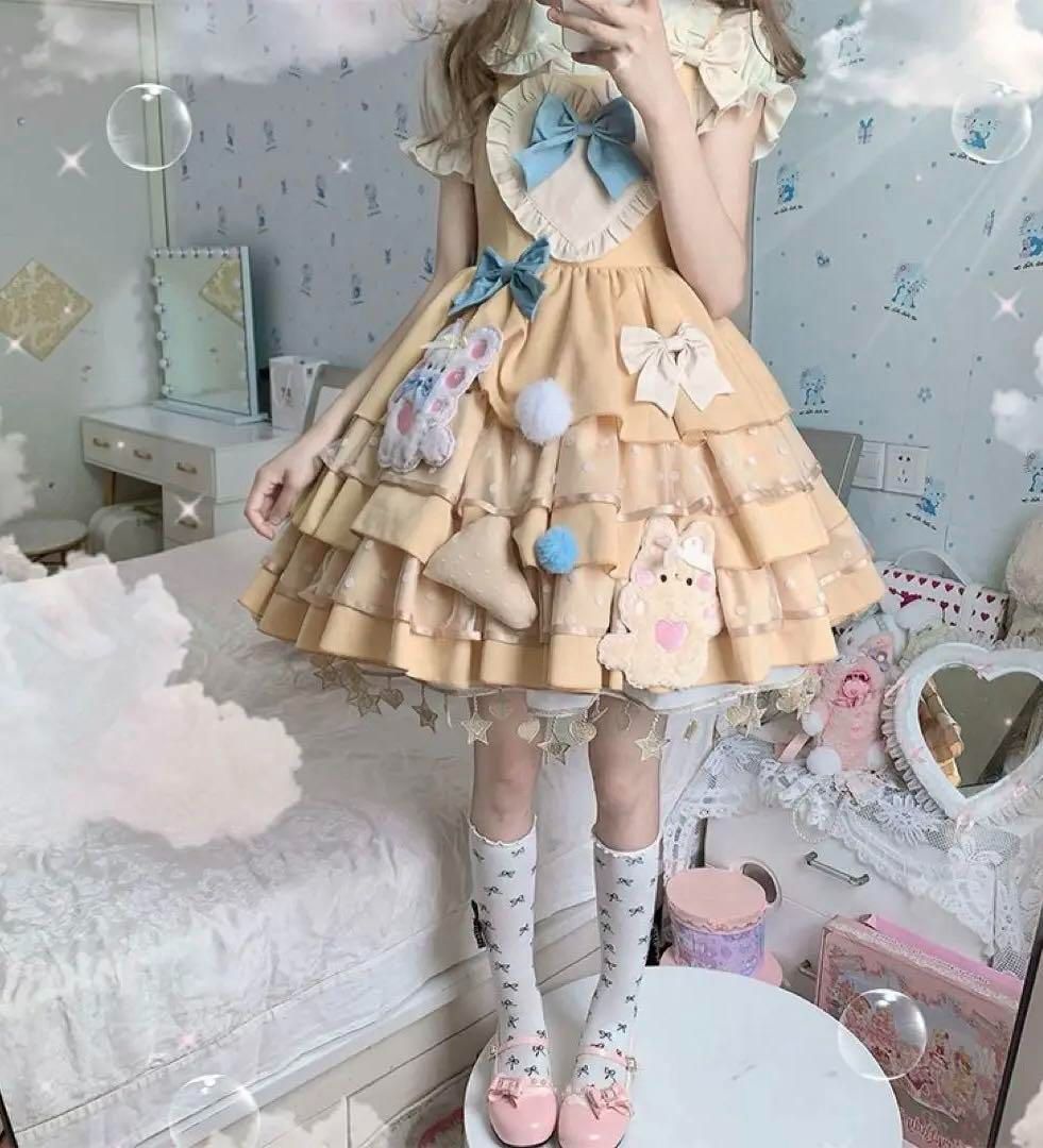 ロリータジャンパースカート❤️お出かけ、普段着にオススメ！飾りは取り外し可能 ロリータジャンパースカート??お出かけ、普段着にオススメ！飾り