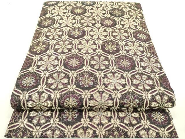 平和屋着物○全通柄袋帯 鱗文 銀糸 正絹 逸品 未使用 DAAR0828fe