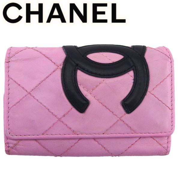 本日限り！廃盤モデル CHANEL カンボンラインキーケース　正規保証付2101 シャネル CHANEL キーケース カンボンライン ピンク×ブラック