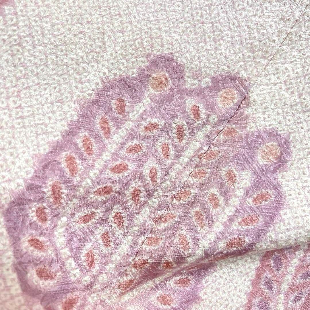 振袖 総絞り 花模様 紗綾形花地紋 薄ピンク 成人式 晴れの 着物