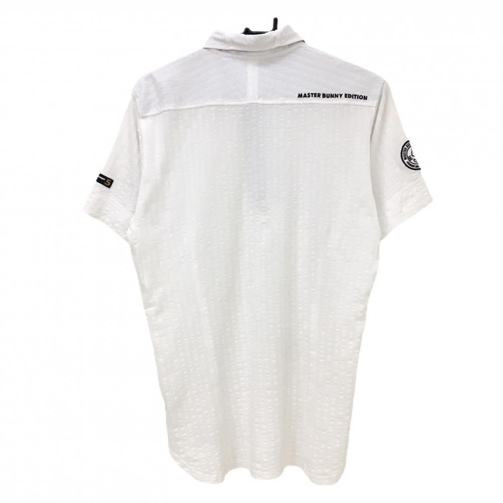 マスターバニー 半袖ポロシャツ 白 ストライプ織生地 スナップボタン 5