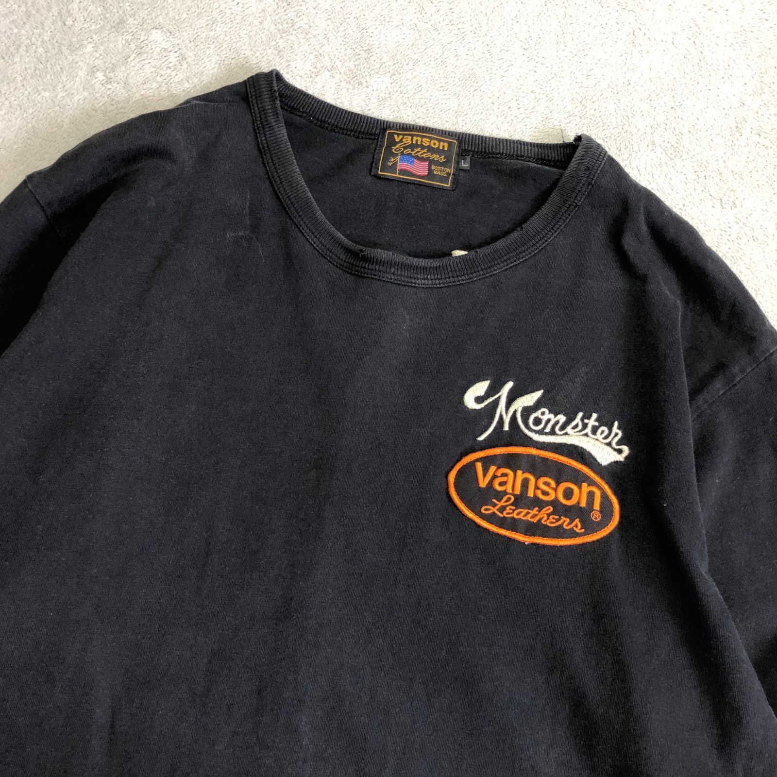 VANSON ロングスリーブTシャツ 長袖カットソー ロンT 刺繍 袖プリント 