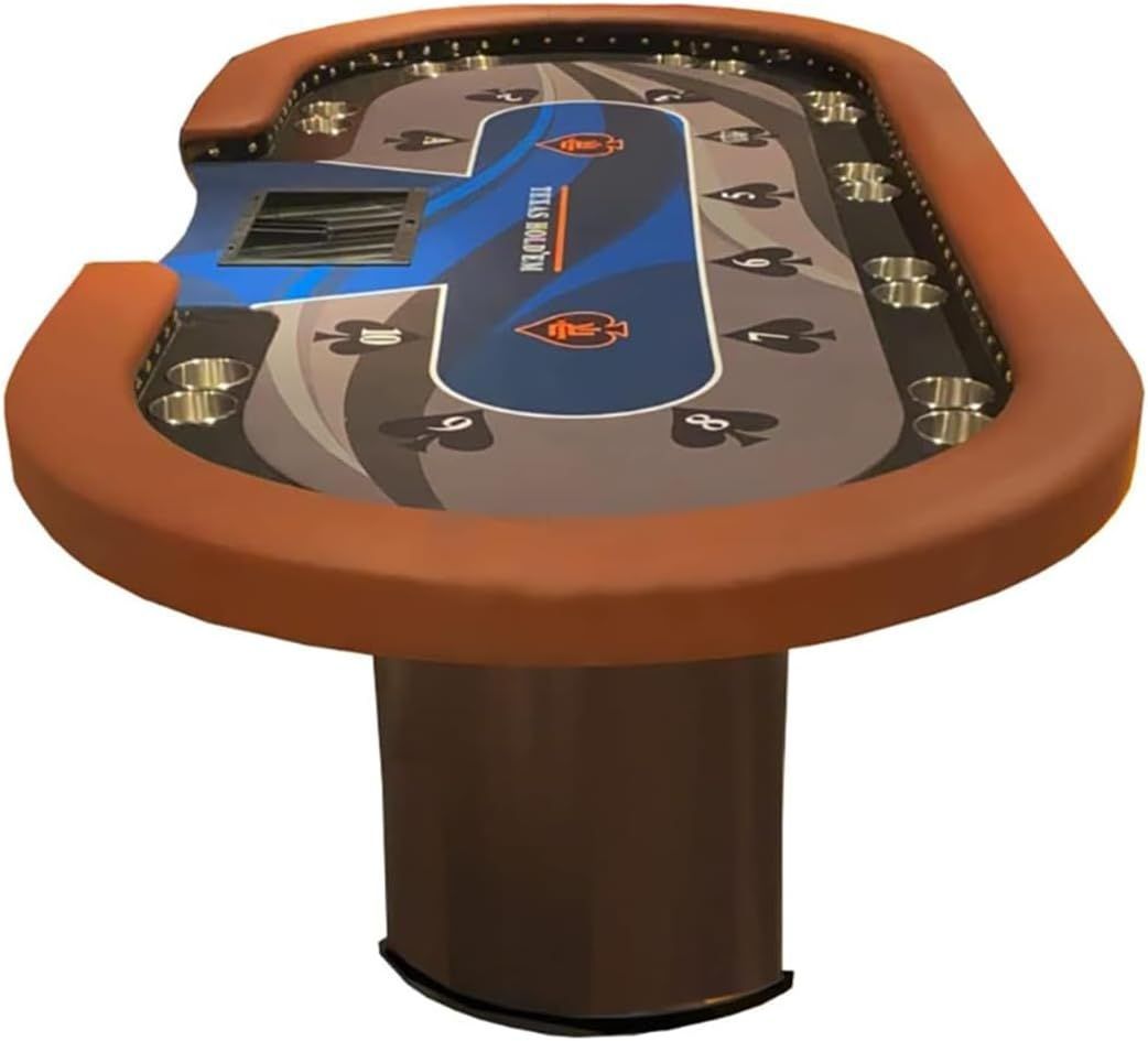 折りたたみ式 ポーカーテーブル 9人用 楕円形 カップホルダー付き チップトレイ テキサス ホールデム カジノ レジャーゲーム 瞬間収納 折りたたみ式 ポーカーテーブル 9人用 楕円形 カップホルダー付き