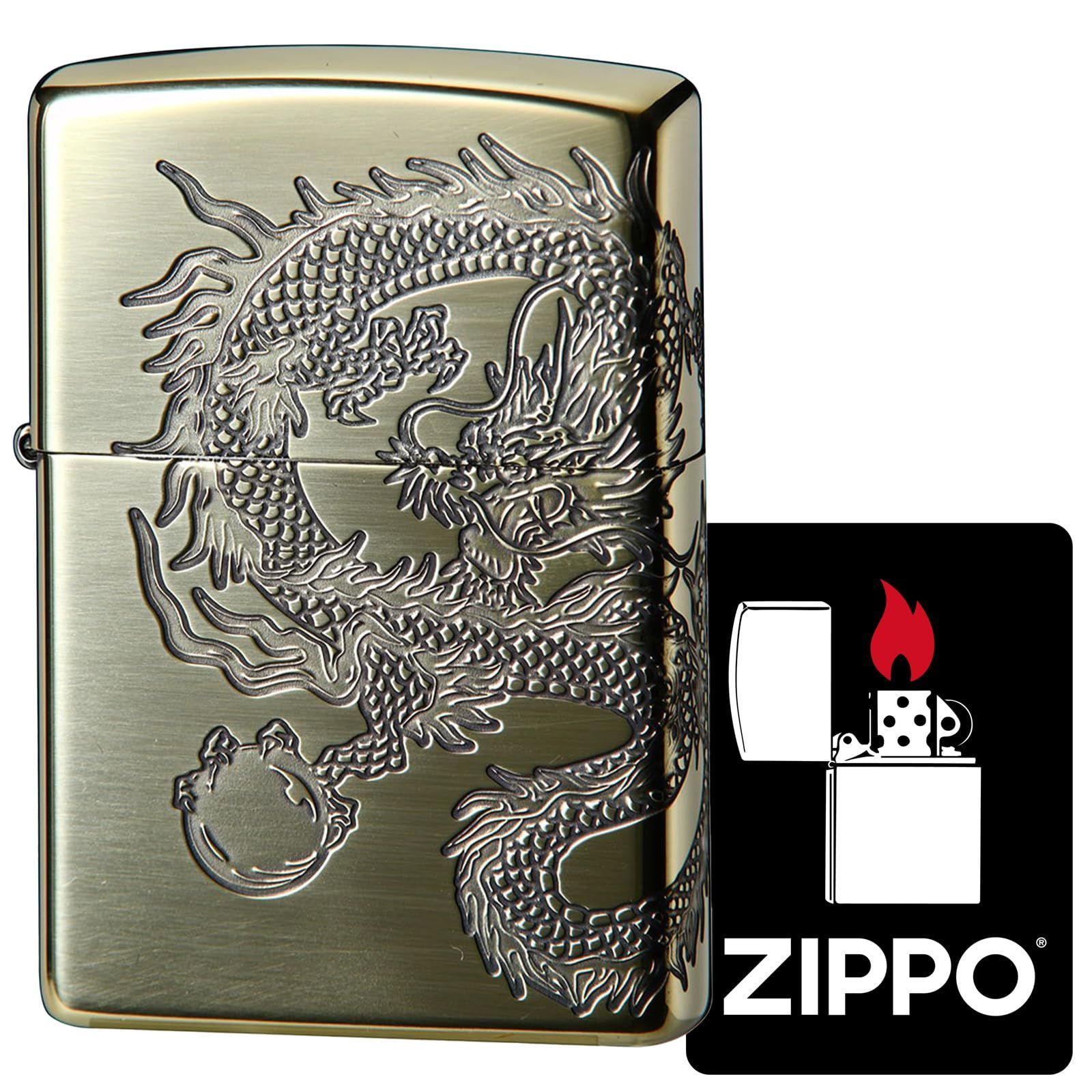 ジッポー(Zippo) ライター 防風 真鍮製 DRAGON ドラゴン 二面連続加工 龍 真鍮メッキ いぶし仕上げ 特製ステッカー付き ゴールド  2BI-DR3 - メルカリ