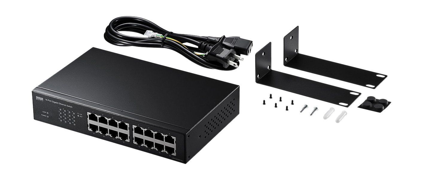 サンワサプライ Giga対応スイッチングハブ 16ポート ループ検知機能つき LAN-GIGAH16L 16ポート