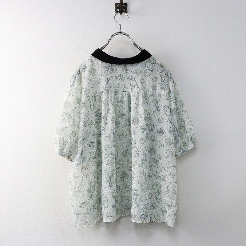 vintage(ヴィンテージ) 80'~90's big lace collar shortsleeve puffblouse 大きなレース衿の半袖パフスリーブブラウス ホワイト デザインボタン vintage(ヴィンテージ) 80'~90's big lace collar shortsleeve