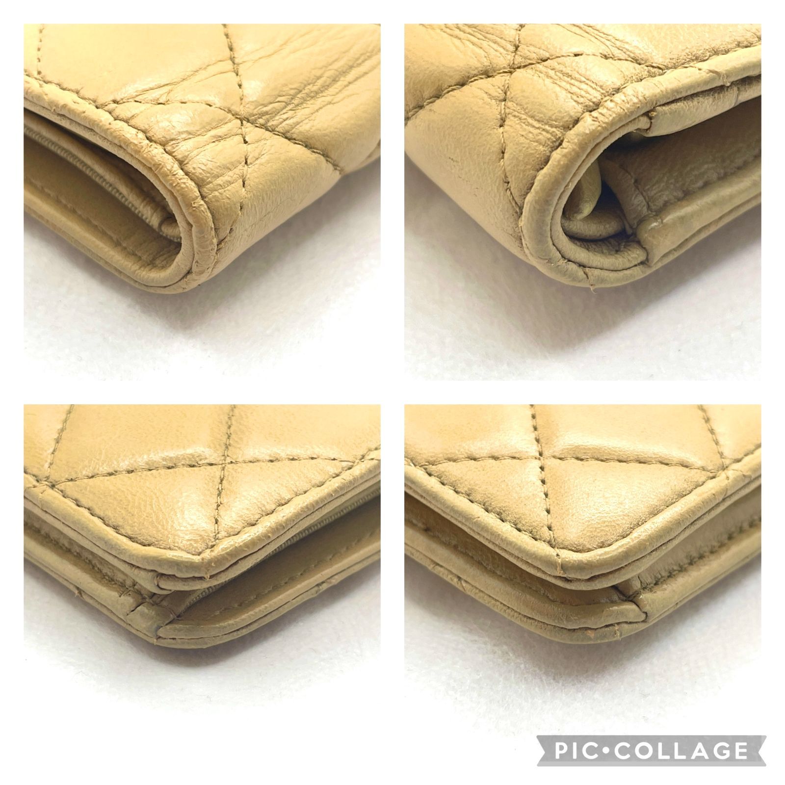 346】美品 CHANEL/シャネル ココマーク マトラッセ ラムスキン 二 