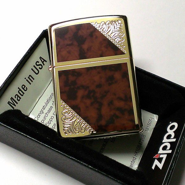 ZIPPO ライター ジッポ ゴールド＆ブラウン クラシック