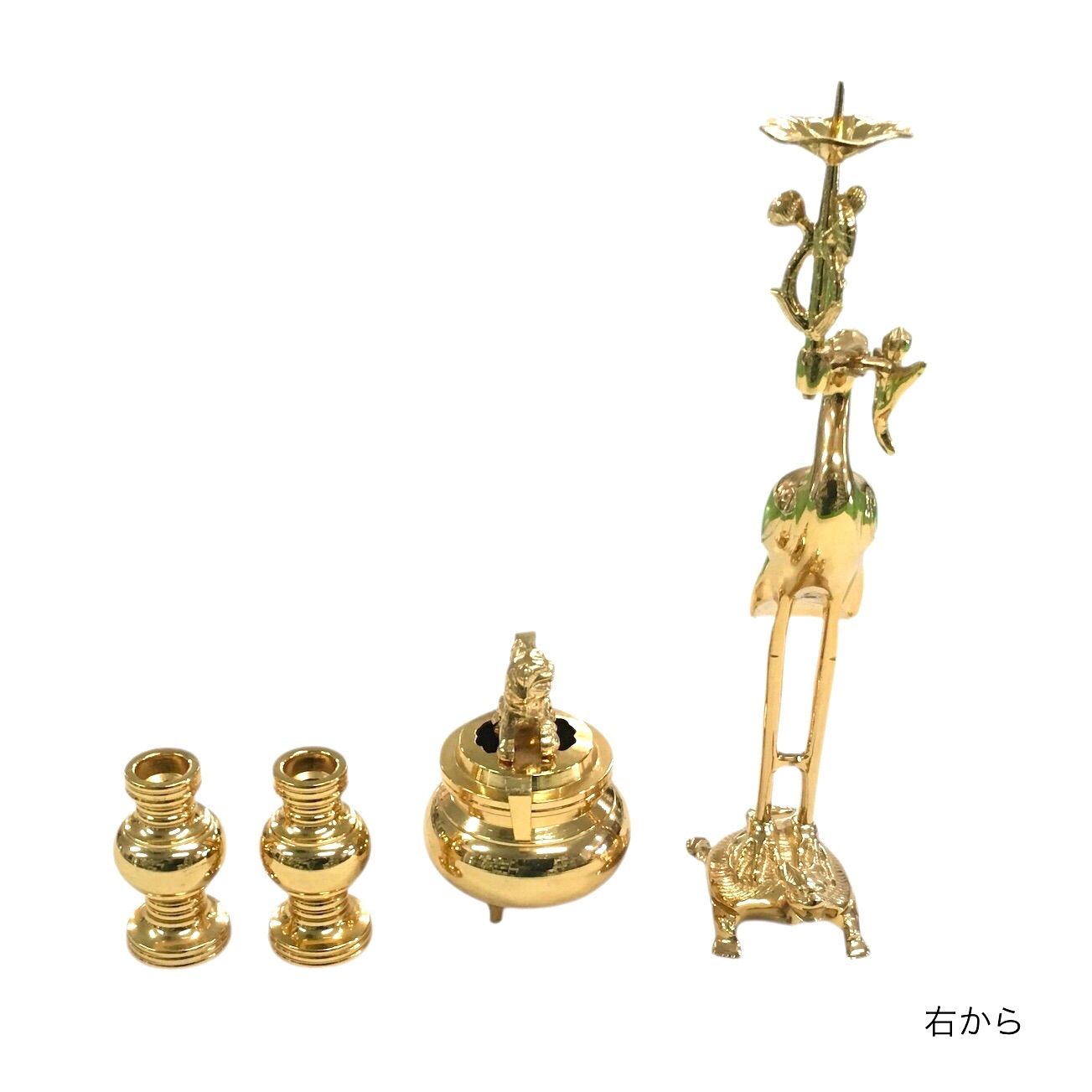 三具足 鶴亀燭台