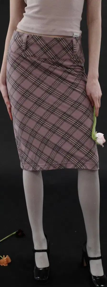 DRYROSE ドライローズ チェック ミディ スカート ピンク S