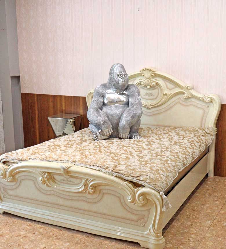 ゴリラ 91cm シルバー オブジェ 置物 コング リアル アニマルオブジェ ゴリラ 91cm シルバー オブジェ 特大 置物 コング オーナメント