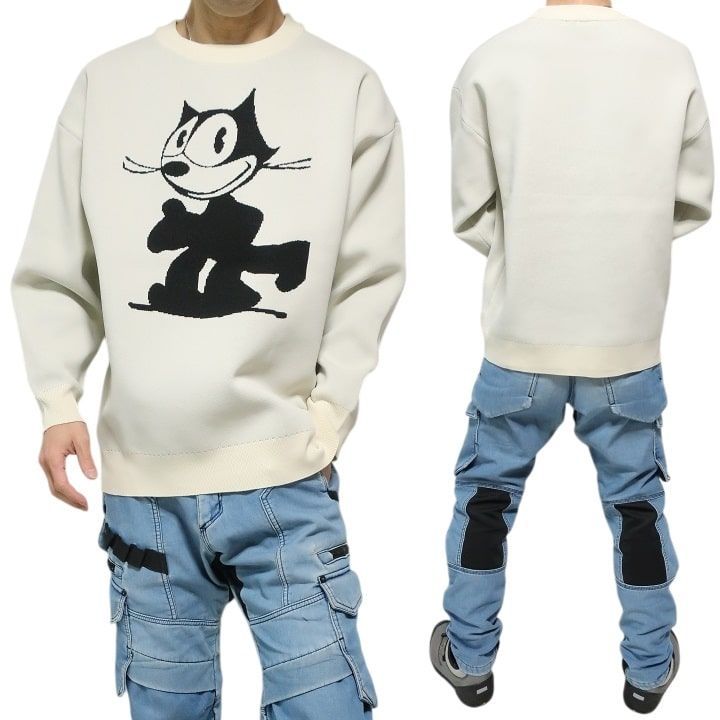 フィリックス フェリックス Felix スフレニット/セーター スフレ/ダブルジャガード/ニット かわいい 愛らしい ほっこり 長袖 服 メンズ/レディース/ユニセックス キャラクター オーバーサイズ