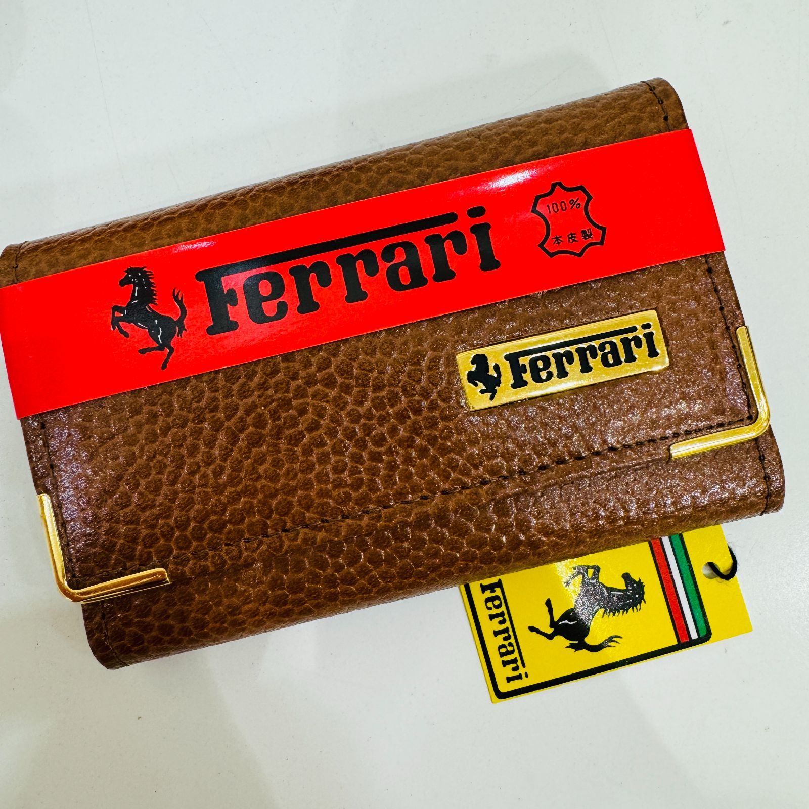 A【タグ付き・未使用】Ferrari フェラーリ キーケース 本革 ブラウン  
