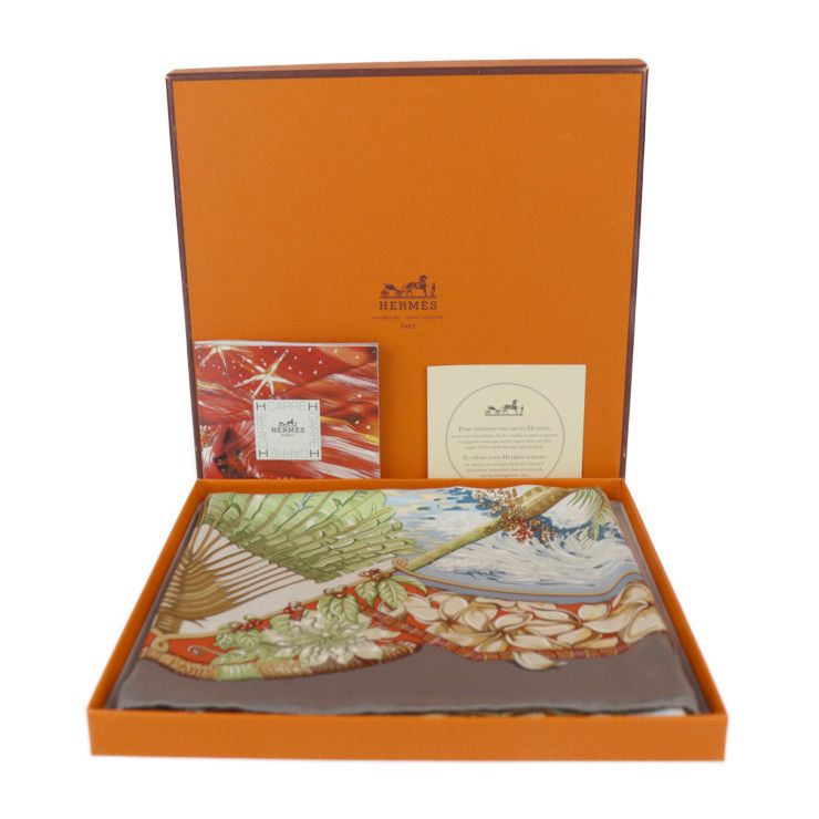 HERMES エルメス カレ90 ALOHA アロハ スカーフ - シルク100％ グレー