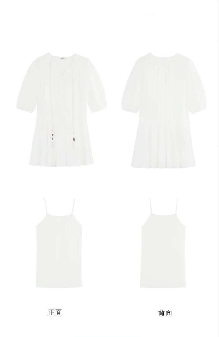 ♥ ホワイトVネックツーピース