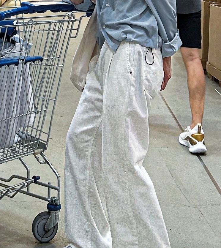 COSYHARU コシハル 公式]スロブホワイトワイドデニムパンツ