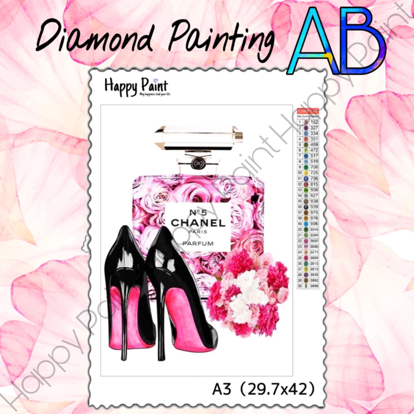 【オーロラビーズ入り】ダイヤモンドアート A3 香水 お洒落 ロゴ／33AB Amazon | 【フェアリーダストビーズ入り】Happy Paint
