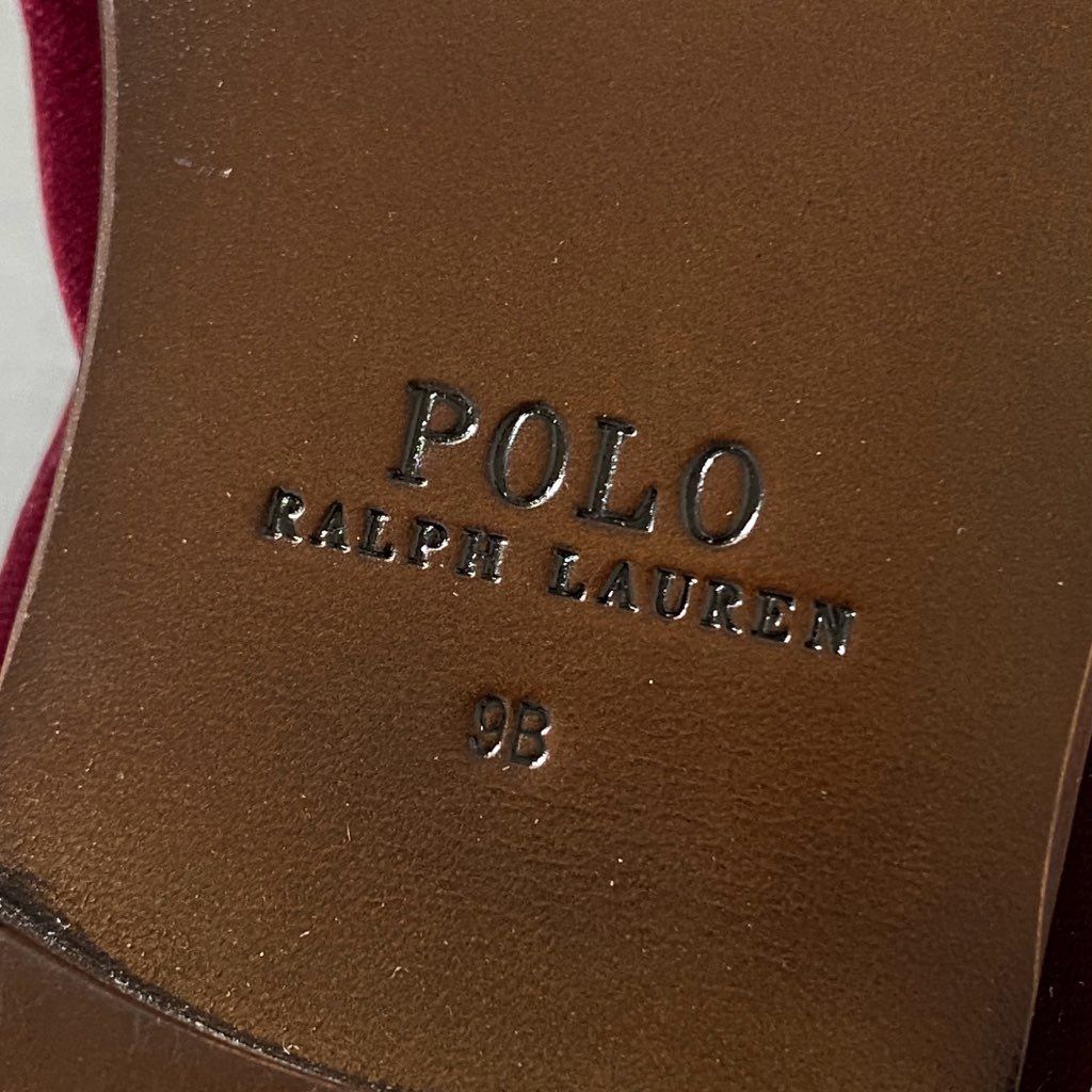 1f29 《極美品》 Polo Ralph Lauren ポロ ラルフローレン オペラシューズ 9B ワインレッド ベロア ローファー スリッポン 箱有