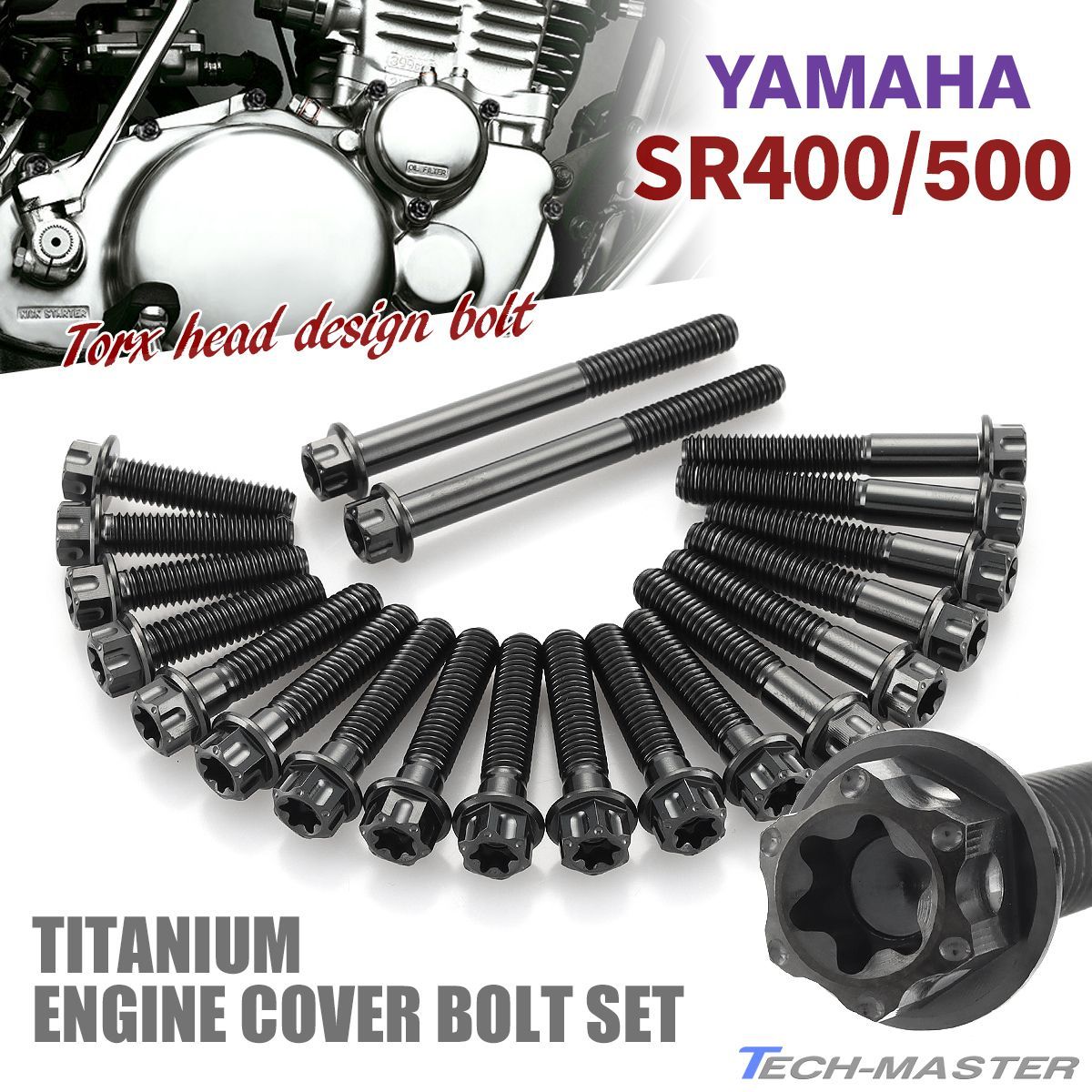 SR400 SR500 エンジンカバー クランクケース ボルト 20本セット チタン 