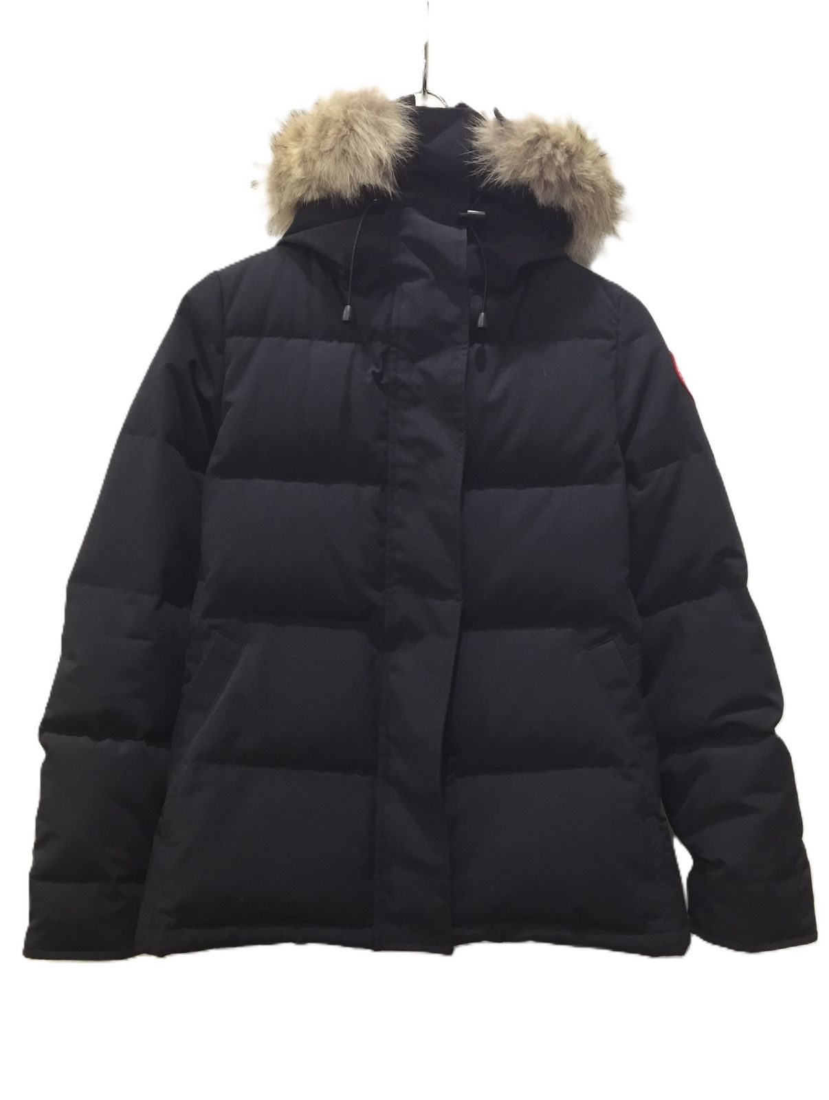【正規品・美品】カナダグース ジャスパー ダウンコート コヨーテファー 黒 M程 極美品 M カナダグース ミスティークパーカ ロング ダウンコート