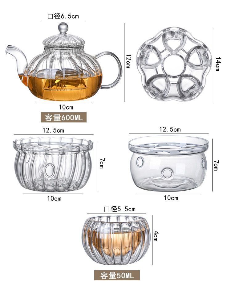 希少　和ガラス　キャンディーポット 手作り 600ml 耐熱 ティーポット 8点セット ガラス 茶こし付き