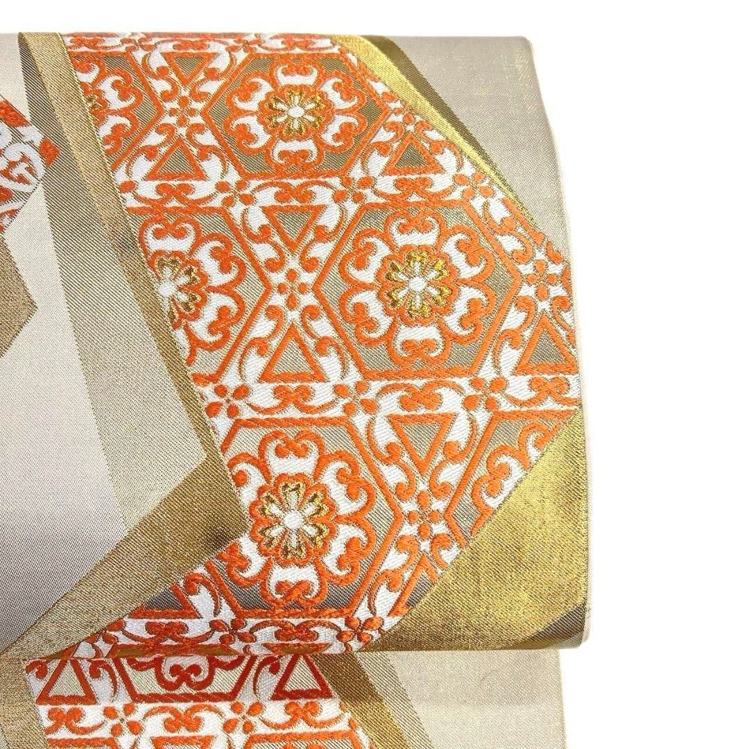 袋帯 川島織物 色紙模様 花六角 菊花 金糸 着物 092a p - メルカリ