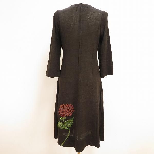 wnc サイトウトヨコ 斉藤都世子 ワンピース 茶 ラメ 花柄 ニット