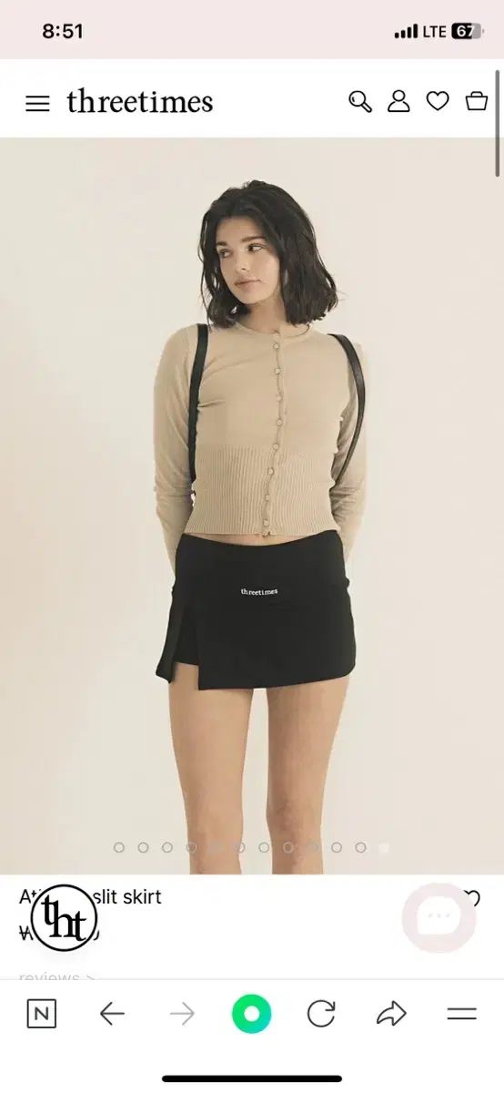 スリータイムズ threetimes アスレチック スリット スカート