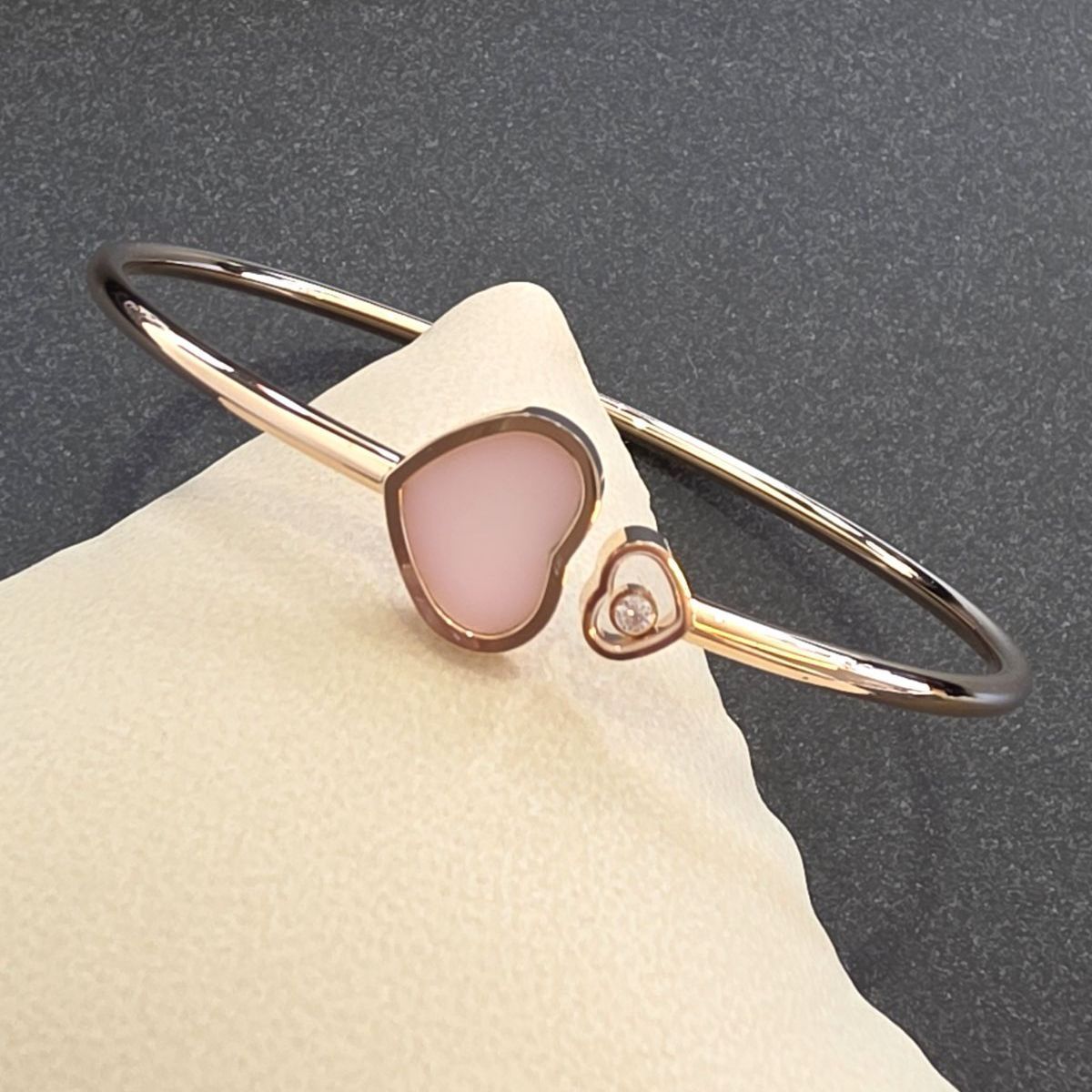 CHOPARD ショパール ハッピーハート ブレスレット バングル エシカル ローズゴールド ダイヤモンド ピンクオパール 750PG 18金 ピンクゴールド 18Kローズゴールド 10.8g レディース 857482-5620