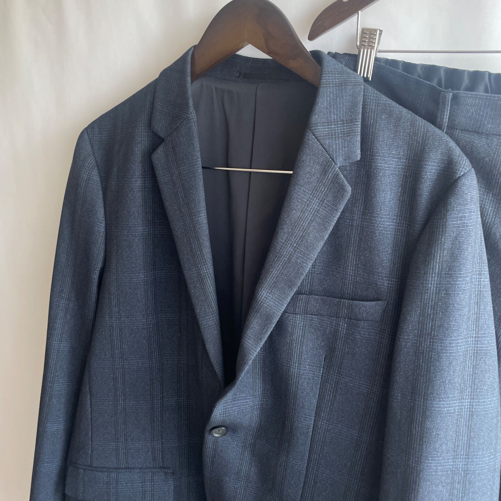 美品】プラステ メンズ スーツ セットアップ XL ネイビー チェック