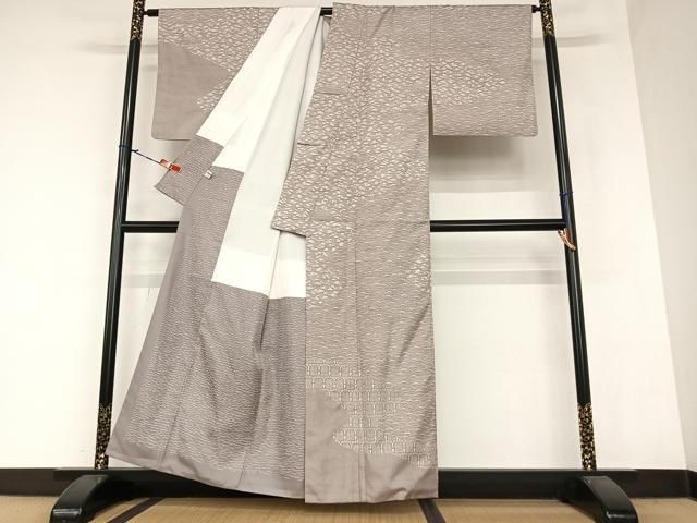 ●【最終値下げ】407mt4●二代目川村久太郎 紗紬 秋草に団扇 透け感バツグン ゆめsaku】二代目 川村久太郎落款 正絹 着物 刺し子 トール