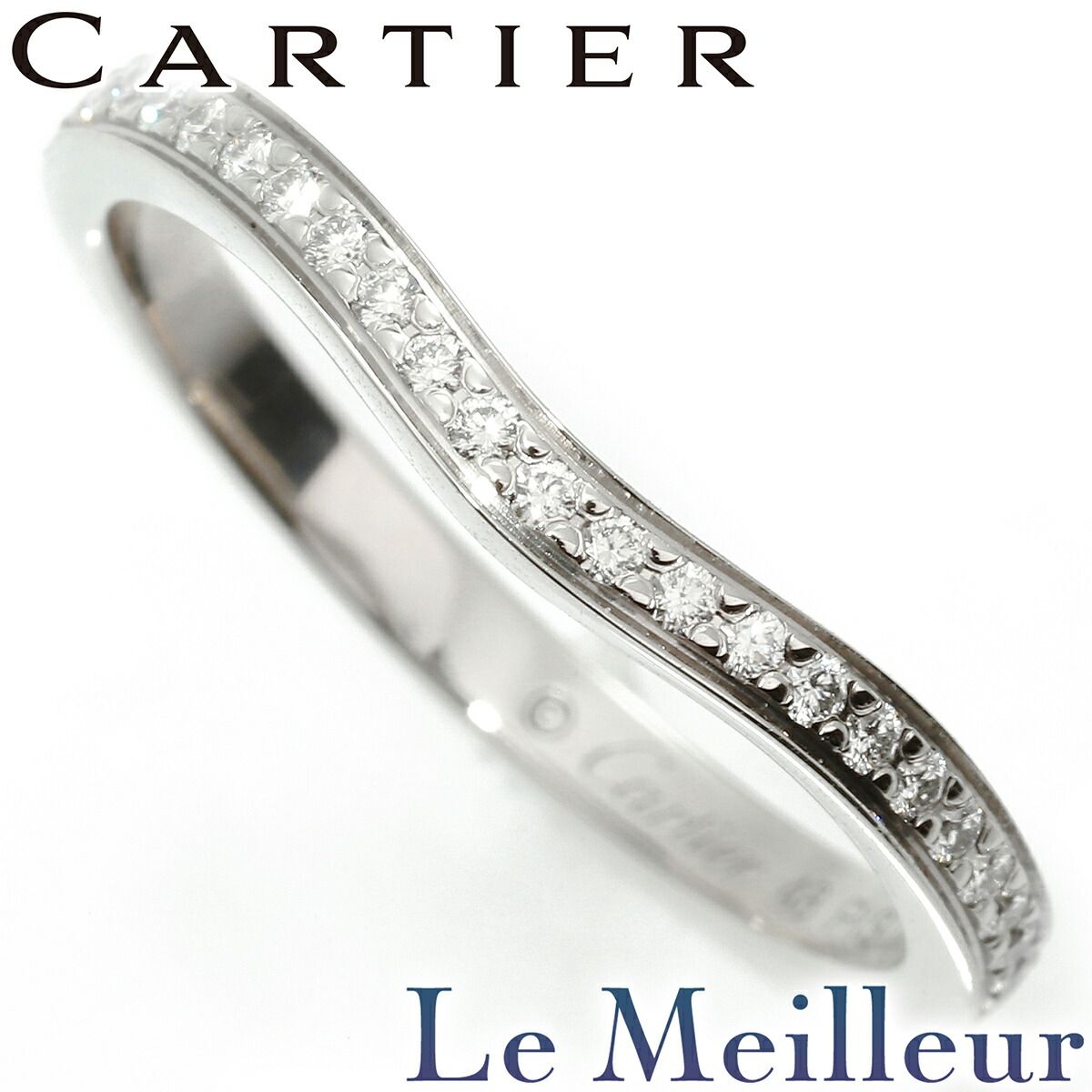 美品 pt950 カルティエ リング 47 ダイヤモンド バレリーナ カーブ カルティエ Cartier バレリーナ カーブウェディングリング 指輪
