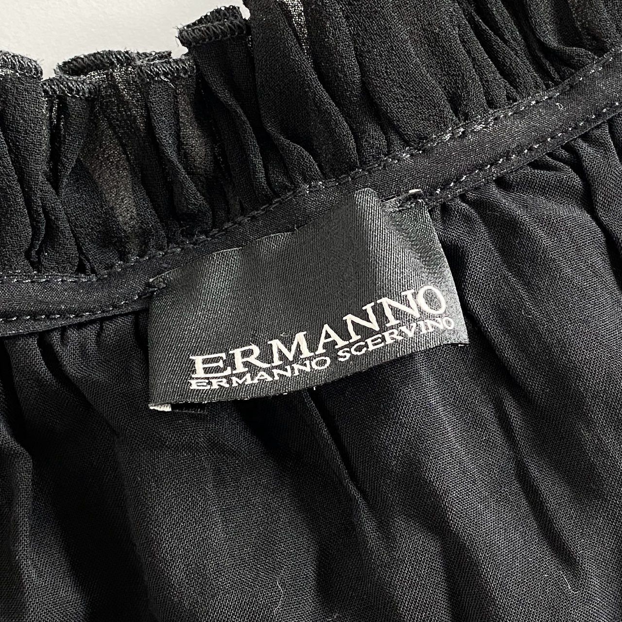 69g2 ERMANNO SCERVINO エルマンノシェルビーノ レース切替 プリーツドレス フリル キャミワンピース サイズS ブラック レディース 女性用 パーティー ドレス