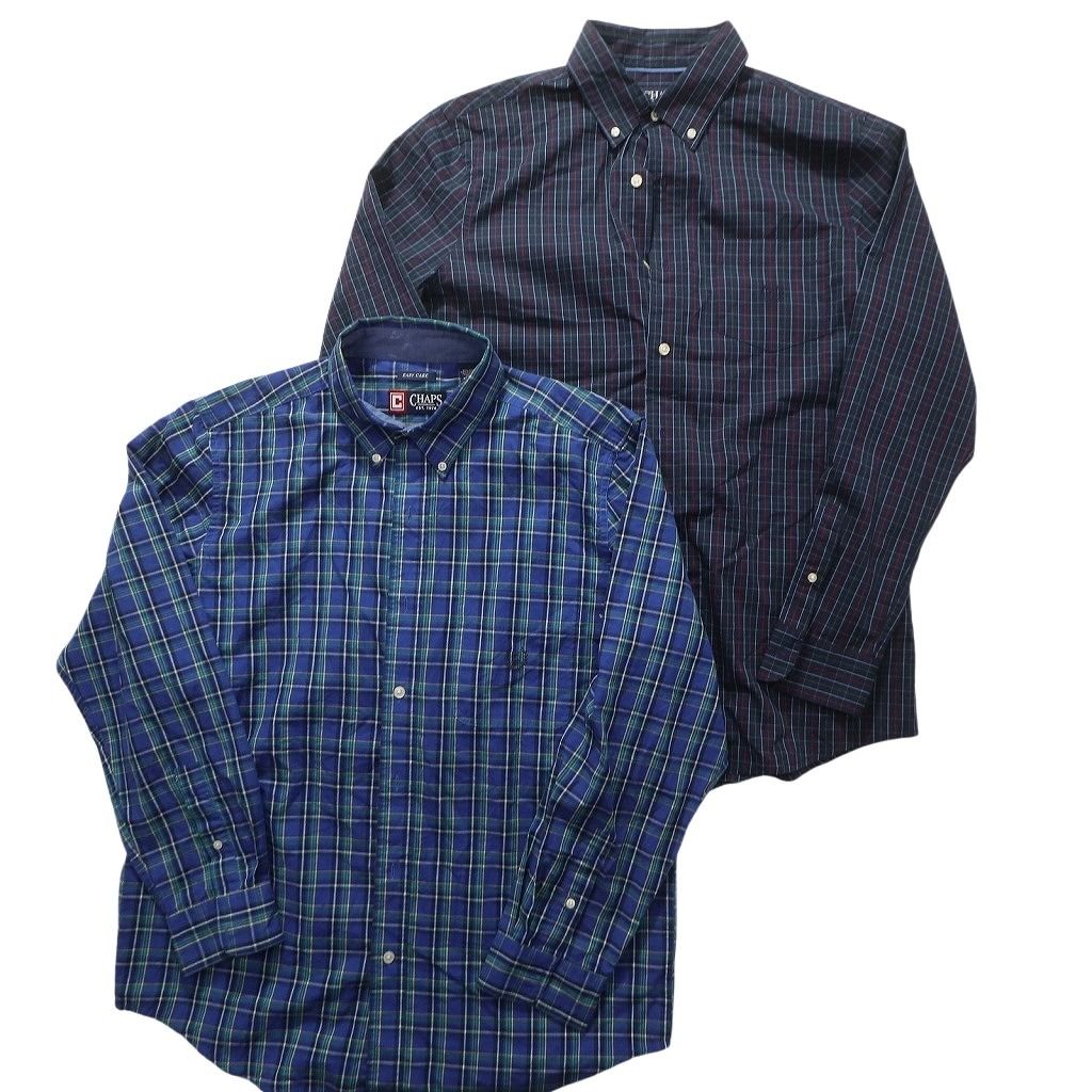 正規品，格安 古着卸 まとめ売り チャップス CHAPS 長袖シャツ 10枚セット (メンズ L ) 無地 ワンポイント マルチカラー NB2604 1円スタート