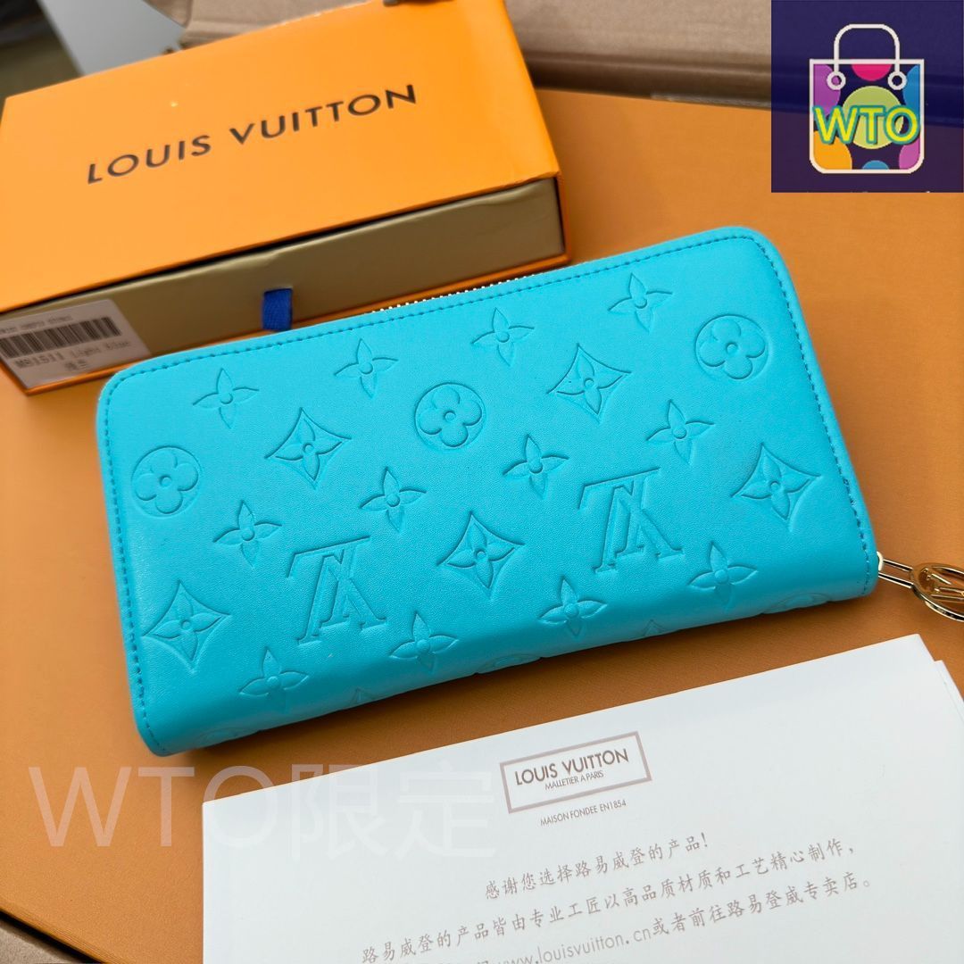 未使用 ルイ・ヴィトン エンボス加工 長財布 LVルイ・ヴィトン/財布はパッドMonogramエンボス模様の小羊の皮