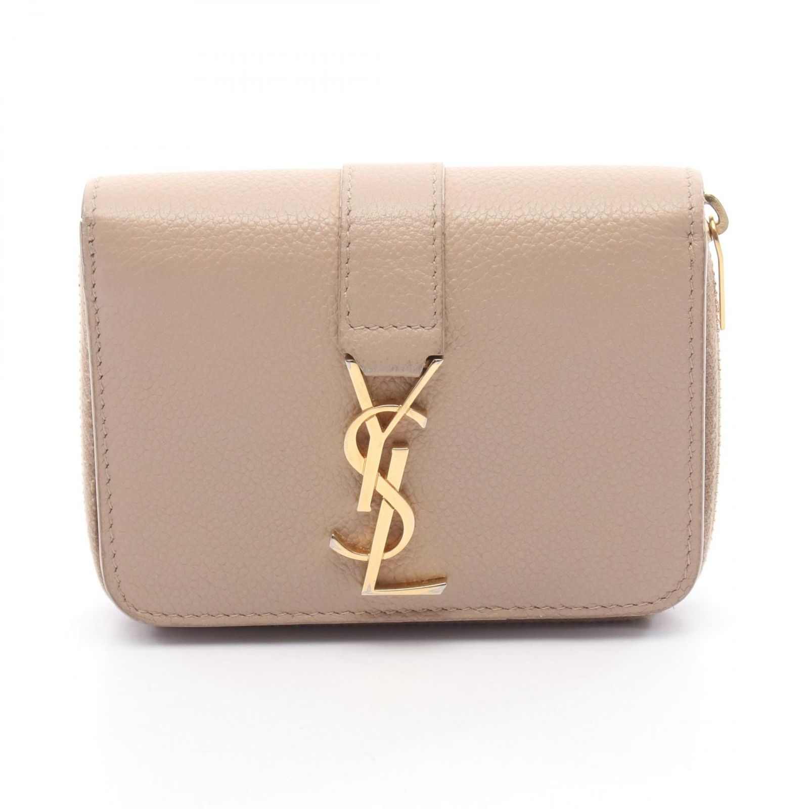イヴ・サンローラン 二つ折り財布 ベージュ Yves Saint Laurent - イヴ 