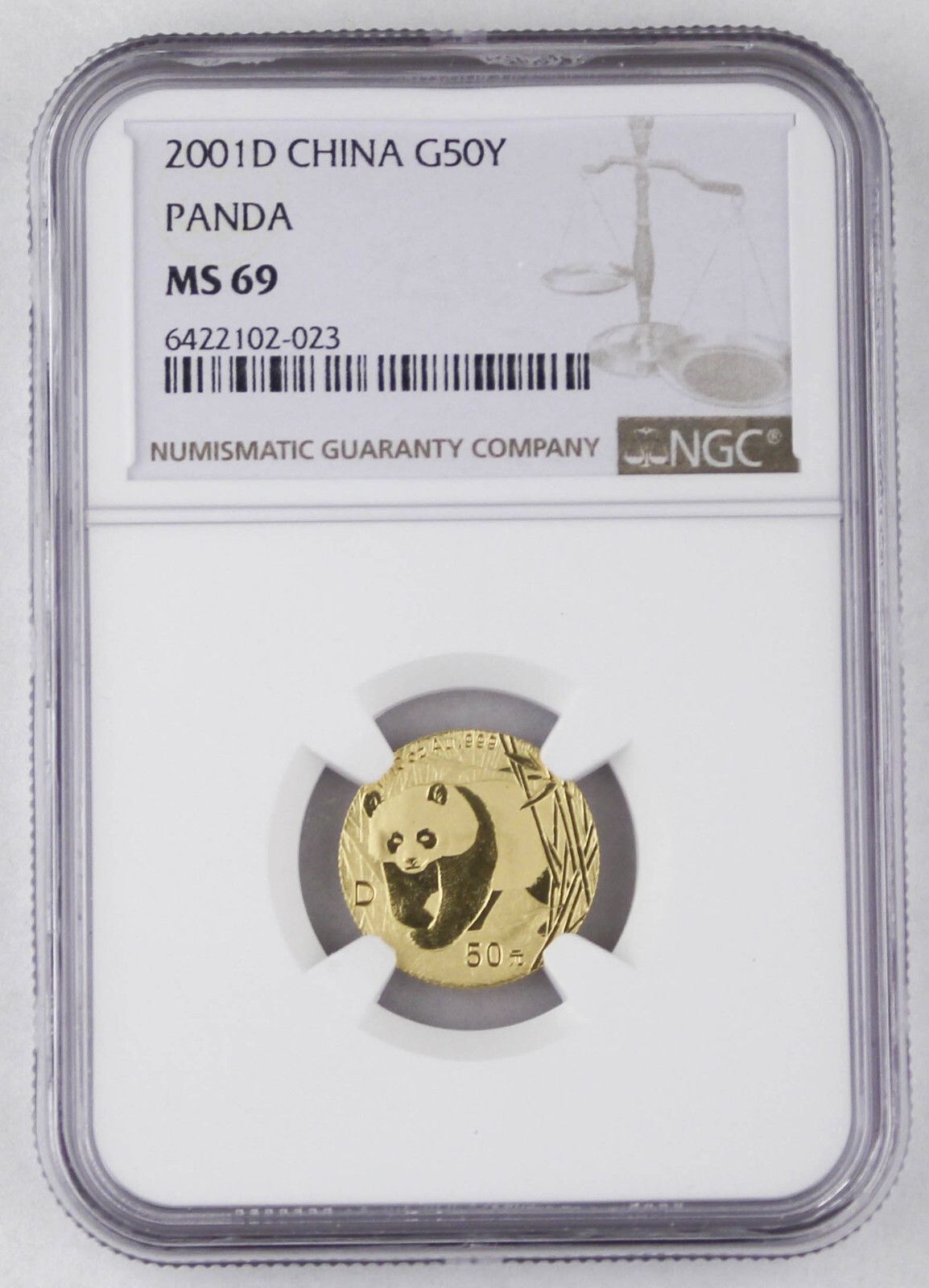 China 2001 D 50 Yuan 1|10 Troy Oz 999 G Panda Coin NGC MS69 Better Variety