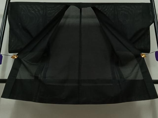 平和屋着物▽男性 長羽織 スリーシーズン 春夏秋 塵除け 暗黒色 正絹 AABB8005jh