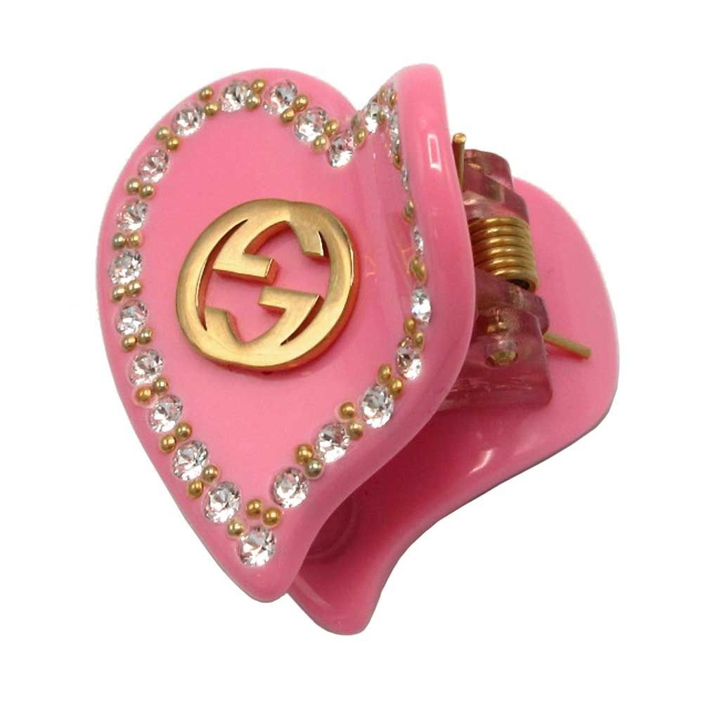 グッチ 753884 ピンク系 アクセサリー ヘアアクセサリー GUCCI ハート インターロッキングG ミニ ヘアクリップ ブティックライン レディース