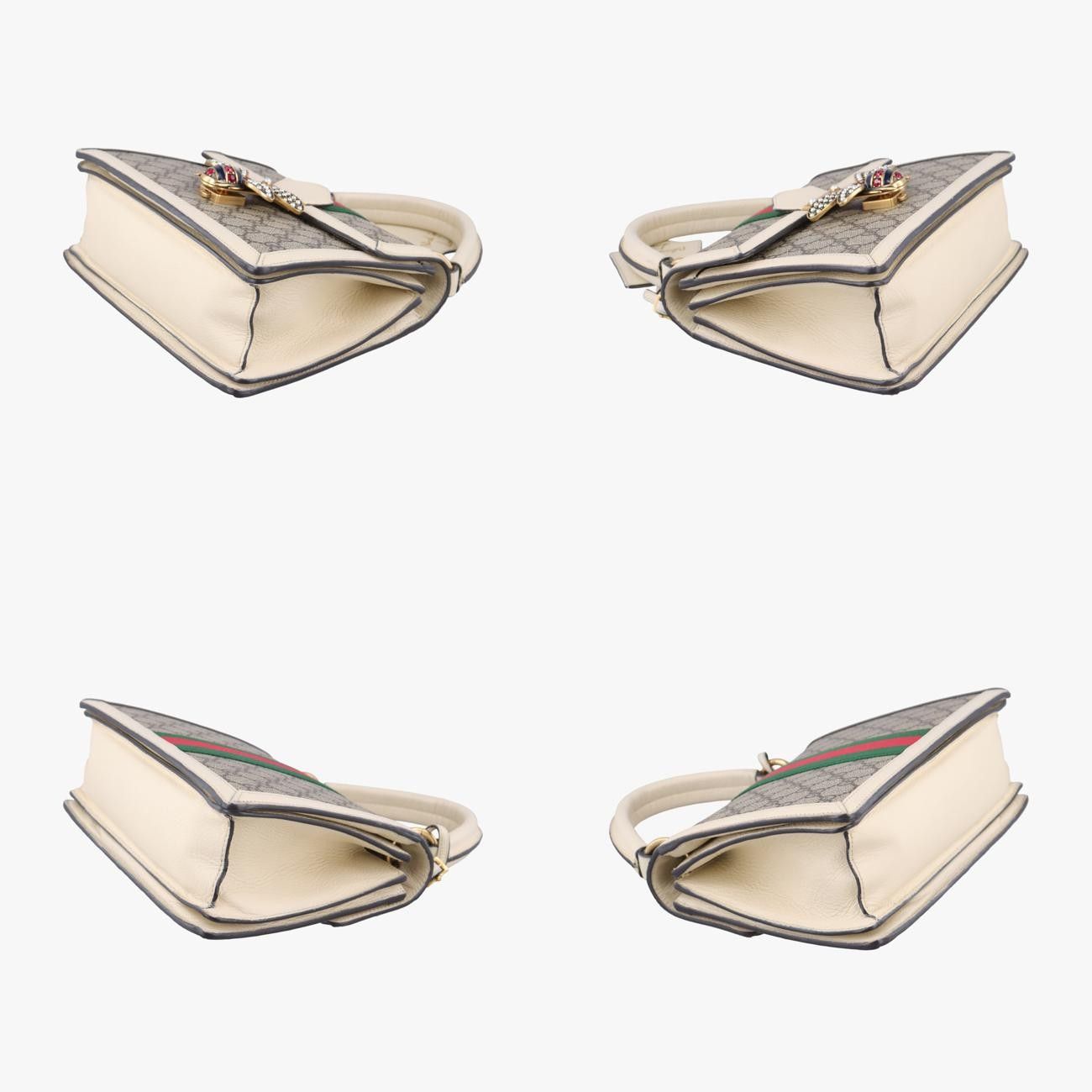 グッチGucciクイーン マーガレットホワイト×ベージュ×レッド×グリーンPVCコーティングキャンバス×レザー476541C026827724