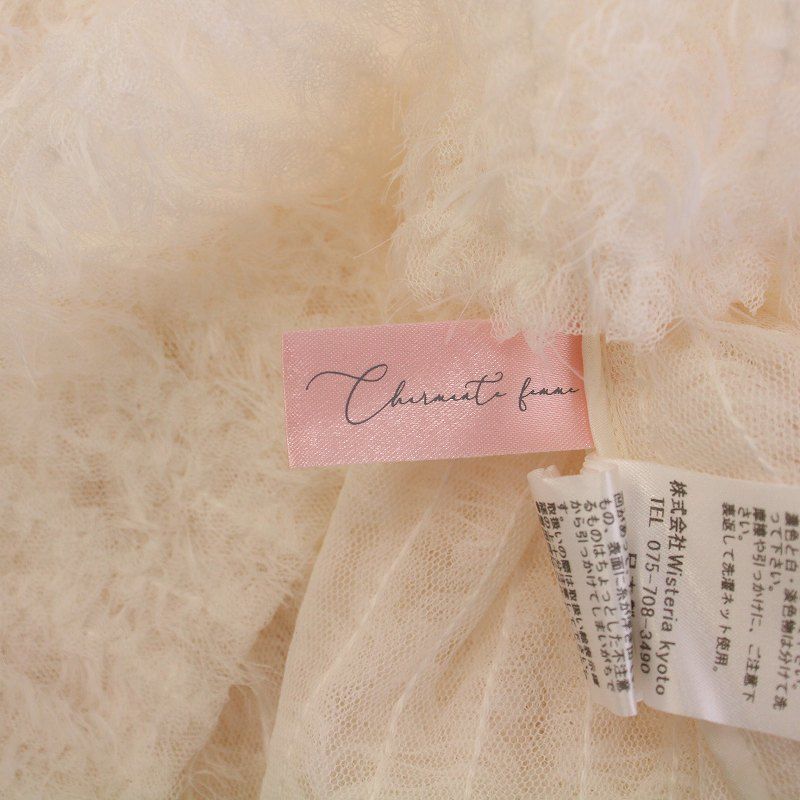 シャルマントファム Charmante Femme チュールブラウス シャツ 長袖 クルーネック シアー シースルー フリル F アイボリー 10053721 シャルマントファム Charmante Femme チュールブラウス シャツ