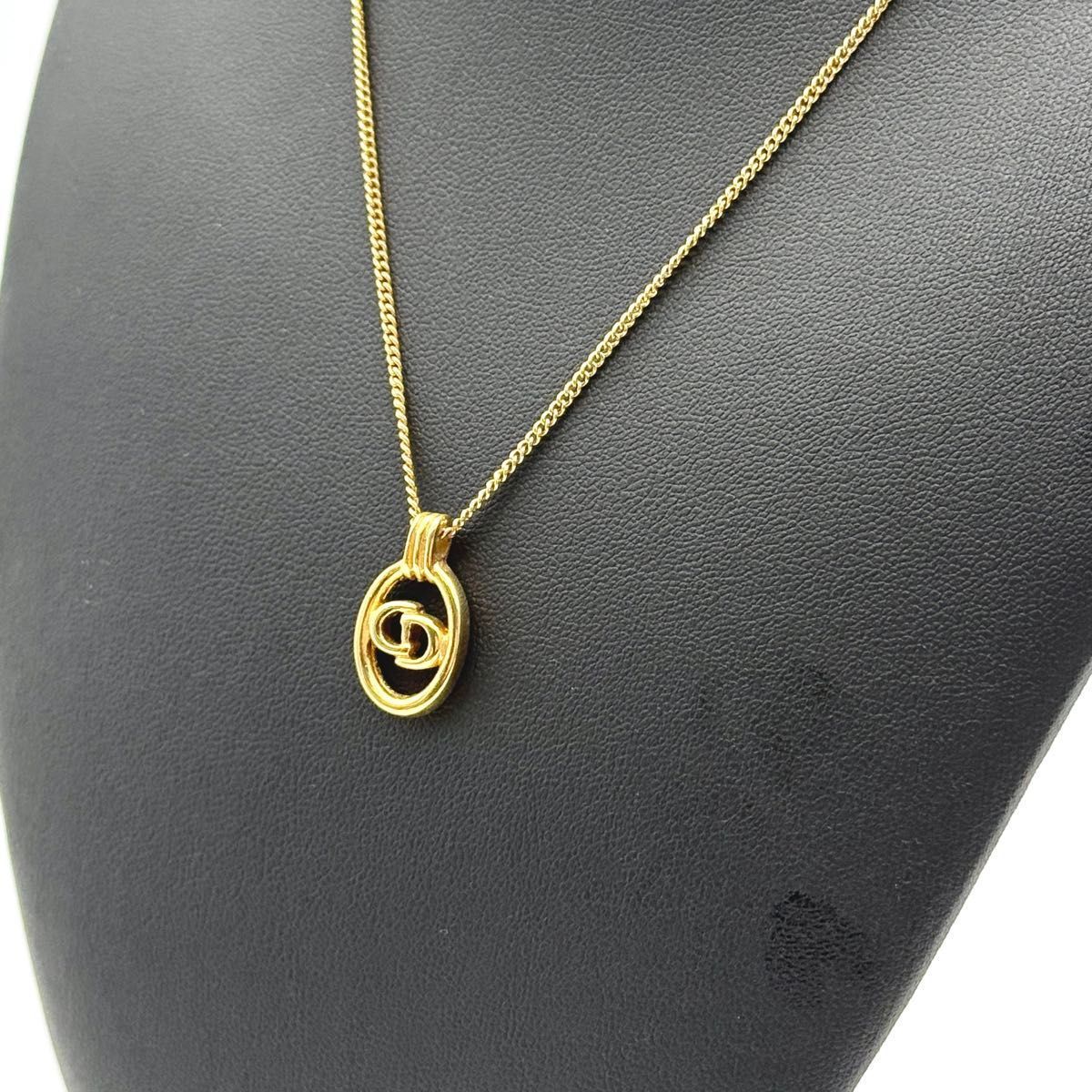 美品 Dior CDロゴ ネックレス ゴールド 楕円 Christian クリスチャン