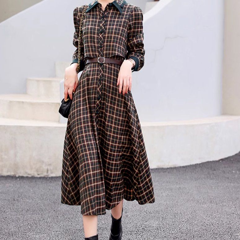 美品✨ブルーレーベルクレストブリッジ ドッキングニットワンピース　メガチェック ブルーレーベルクレストブリッジ ドッキングニットワンピース メガ