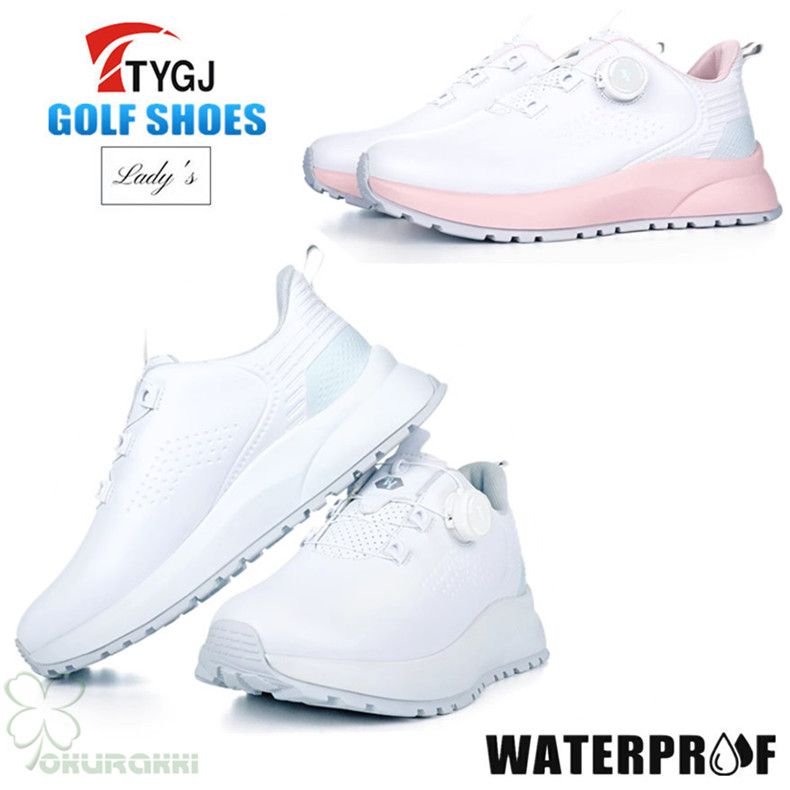 ゴルフ ゴルフシューズ 夏用 快適 通気 ダイヤル式 ソフトスパイク レディース スパイクシューズ スニーカー 靴 女子 防水 人工皮革 2506gfshoe28*カラー-WHITE/PINK