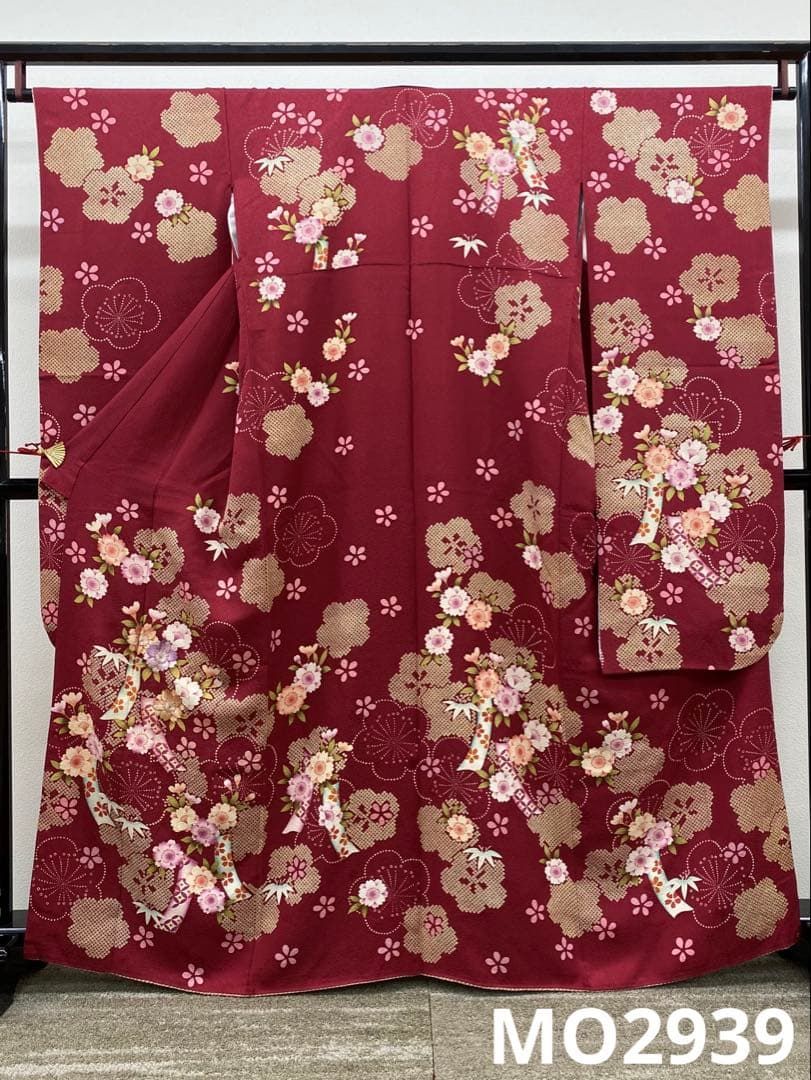 振袖 豪華 刺繍 紋意匠 桜 鹿子柄 柄八掛身丈160cm 撥水加工済 MO2939 
