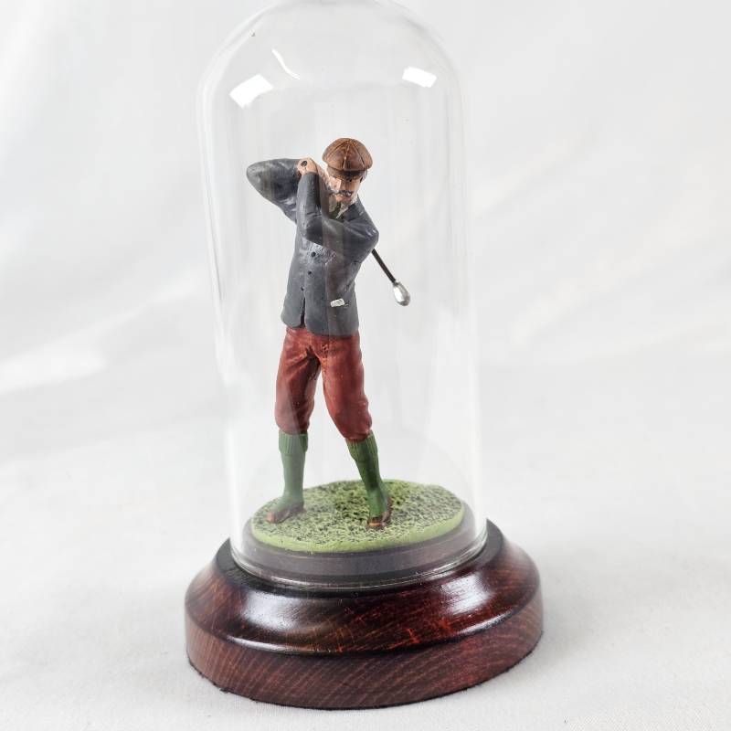 1988年製 英国ヴィンテージ ファインアートミニチュア ゴルフをするジェントルマン ガラスドーム付